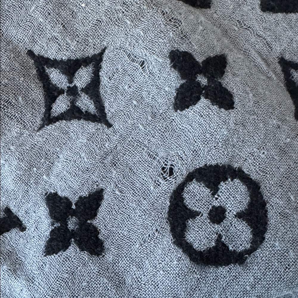 Louis Vuitton Black and Gray Polka Dot Scarf - Picture 5 of 6